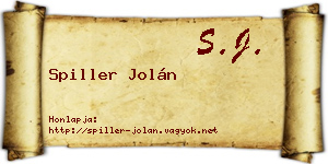 Spiller Jolán névjegykártya